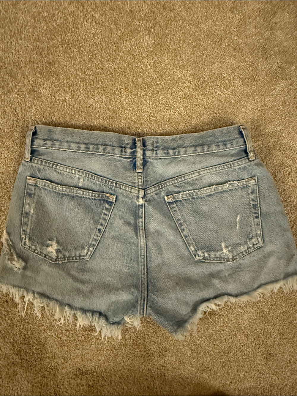 Agolde Light Wash Distressed Denim Cutoff Shorts - Picture 4 of 4